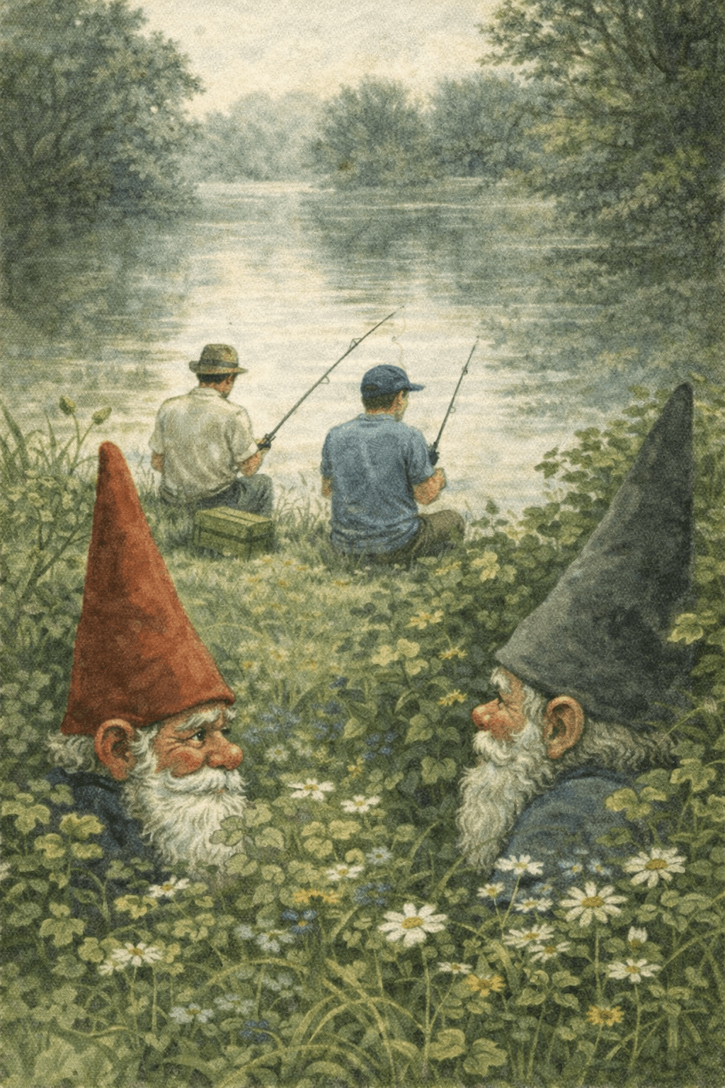 Spotted along the riverbank at dawn, observing a fisherman with quiet curiosity.